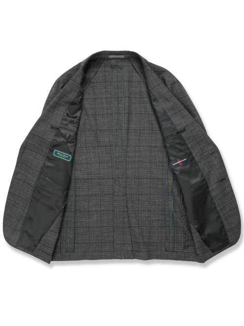 ウール混 軽量 2ボタン2ピーススーツ グレンチェックグレー