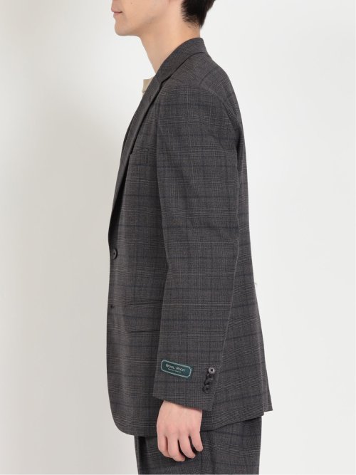 ウール混 軽量 2ボタン2ピーススーツ グレンチェックグレー