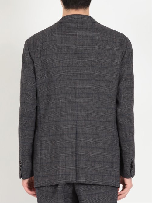 ウール混 軽量 2ボタン2ピーススーツ グレンチェックグレー(S 06グレー