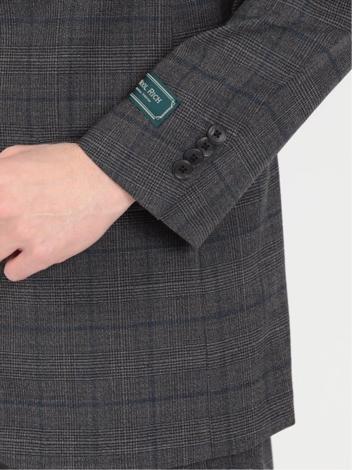 ウール混 軽量 2ボタン2ピーススーツ グレンチェックグレー