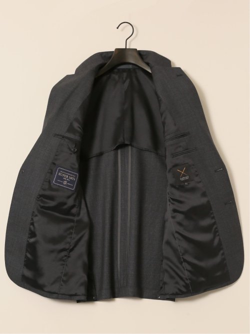 シルク混ウール レギュラーフィット 2ボタン3ピーススーツ 無地グレー