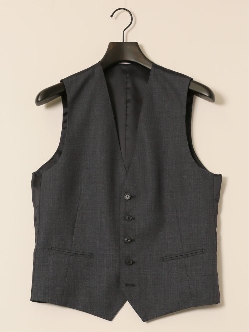 シルク混ウール レギュラーフィット 2ボタン3ピーススーツ 無地グレー