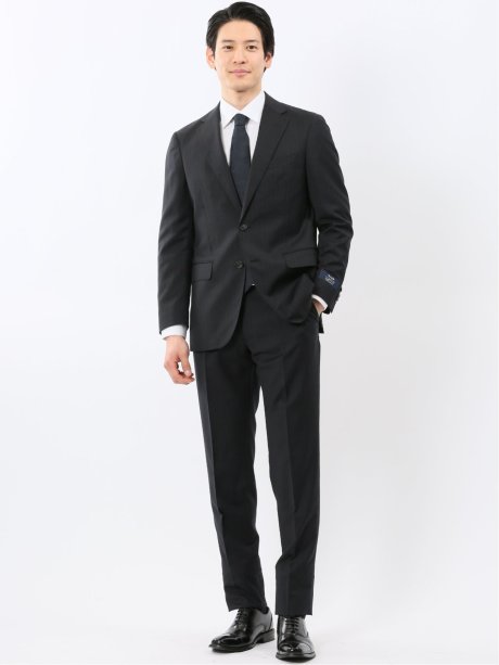 マルゾット ウール レギュラーフィット 2ボタン 2ピース スーツ ストライプ紺