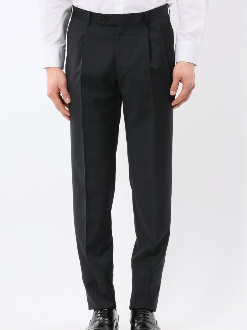 マルゾット ウール レギュラーフィット 2ボタン 2ピース スーツ ストライプ紺