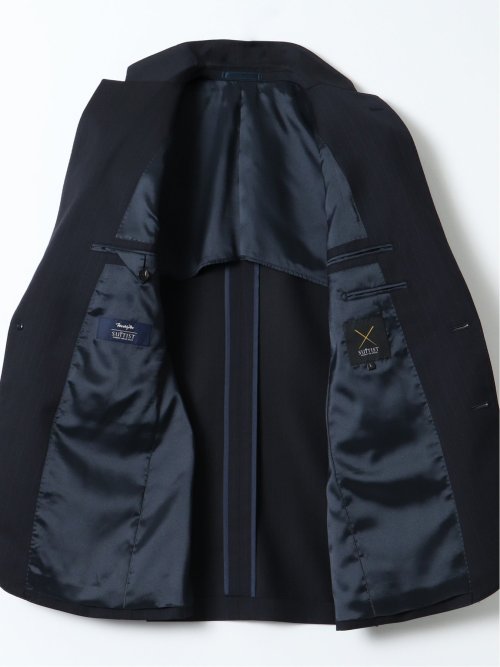 マルゾット ウール レギュラーフィット 2ボタン 2ピース スーツ ストライプ紺