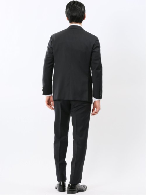 マルゾット ウール レギュラーフィット 2ボタン 2ピース スーツ ストライプ紺