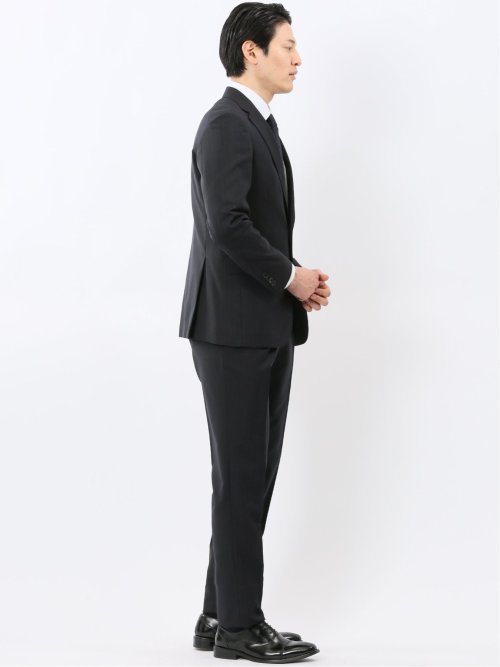 マルゾット ウール レギュラーフィット 2ボタン 2ピース スーツ ストライプ紺