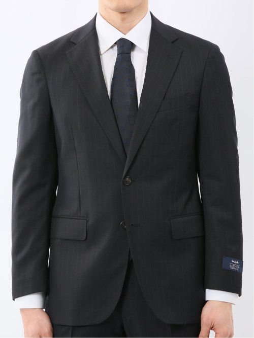 マルゾット ウール レギュラーフィット 2ボタン 2ピース スーツ ストライプ紺