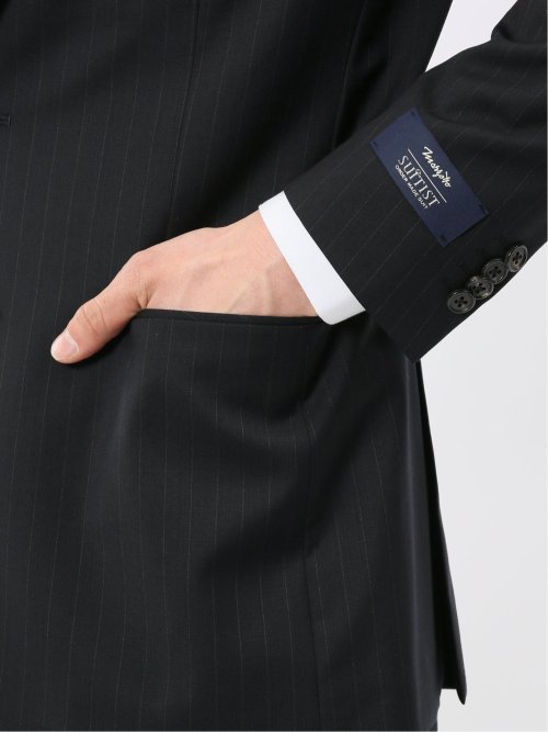 マルゾット ウール レギュラーフィット 2ボタン 2ピース スーツ ストライプ紺