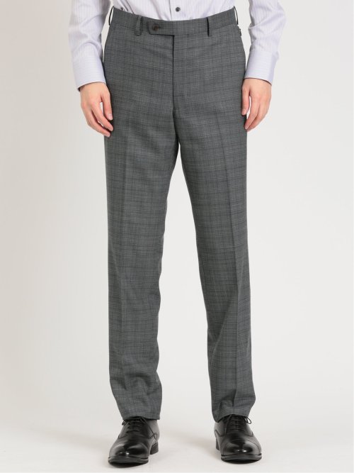 シルク混ウール レギュラーフィット 2ボタン3ピーススーツ 杢チェック