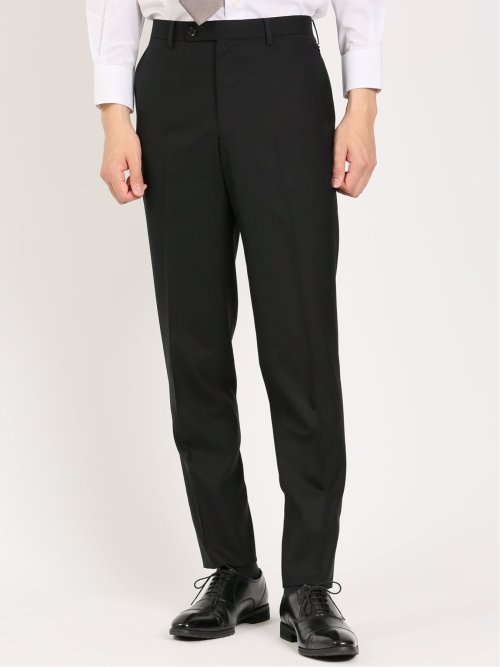 ウール レギュラーフィット 2ボタン3ピーススーツ 無地黒