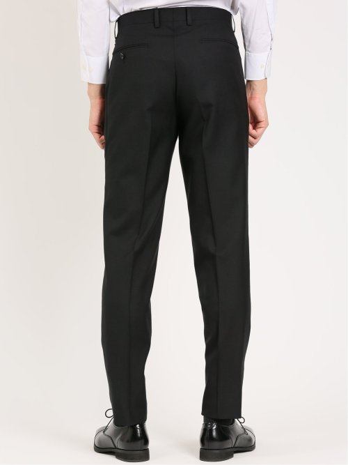 ウール レギュラーフィット 2ボタン3ピーススーツ 無地黒