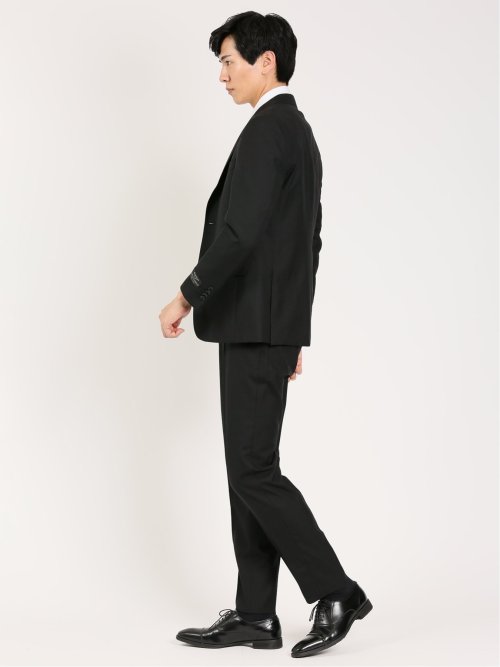 ウール レギュラーフィット 2ボタン3ピーススーツ 無地黒