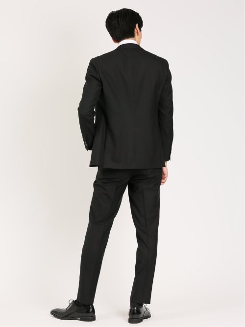 ウール レギュラーフィット 2ボタン3ピーススーツ 無地黒