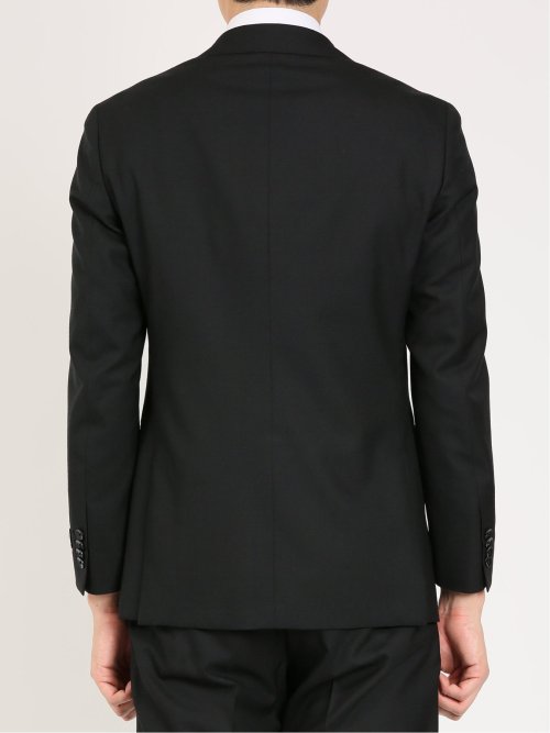 ウール レギュラーフィット 2ボタン3ピーススーツ 無地黒