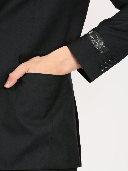 ウール レギュラーフィット 2ボタン3ピーススーツ 無地黒