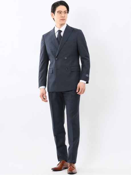 マルゾット ウール レギュラーフィット ダブル 2ピース スーツ 組織紺