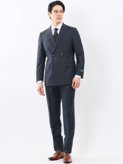 マルゾット ウール レギュラーフィット ダブル 2ピース スーツ 組織紺
