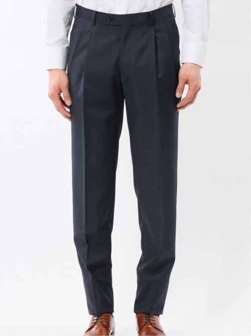 マルゾット ウール レギュラーフィット ダブル 2ピース スーツ 組織紺