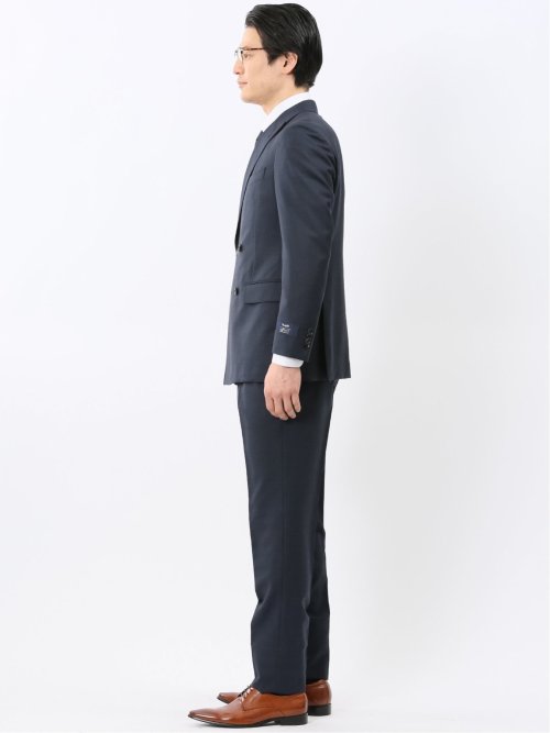 マルゾット ウール レギュラーフィット ダブル 2ピース スーツ 組織紺