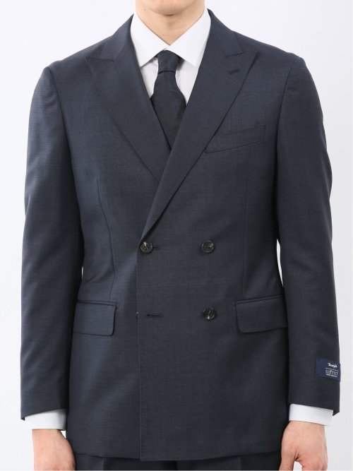 マルゾット ウール レギュラーフィット ダブル 2ピース スーツ 組織紺