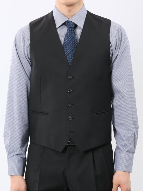 マルゾット ウール レギュラーフィット 2ボタン 3ピース スーツ 組織黒