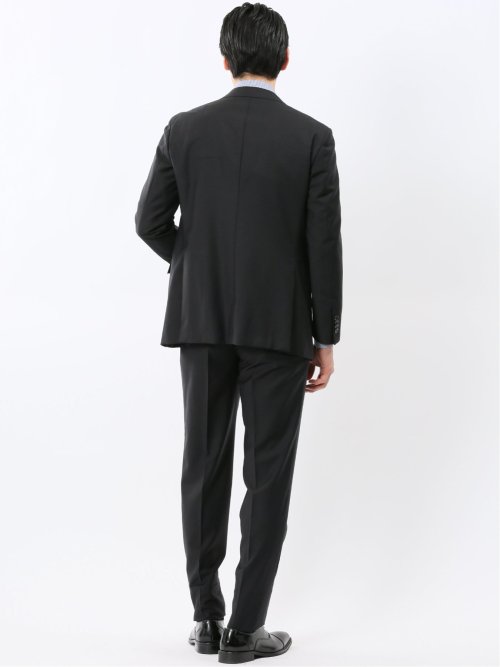 マルゾット ウール レギュラーフィット 2ボタン 3ピース スーツ 組織黒