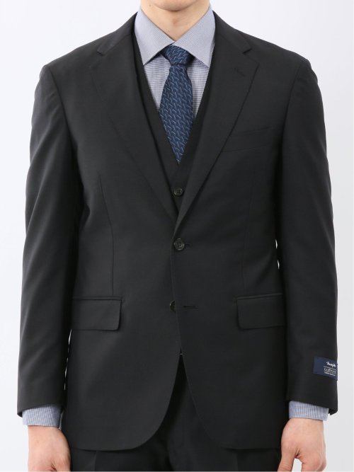 マルゾット ウール レギュラーフィット 2ボタン 3ピース スーツ 組織黒