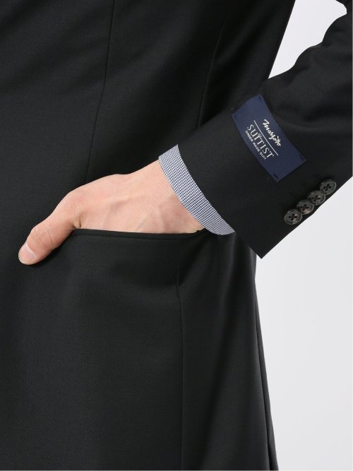 マルゾット ウール レギュラーフィット 2ボタン 3ピース スーツ 組織黒