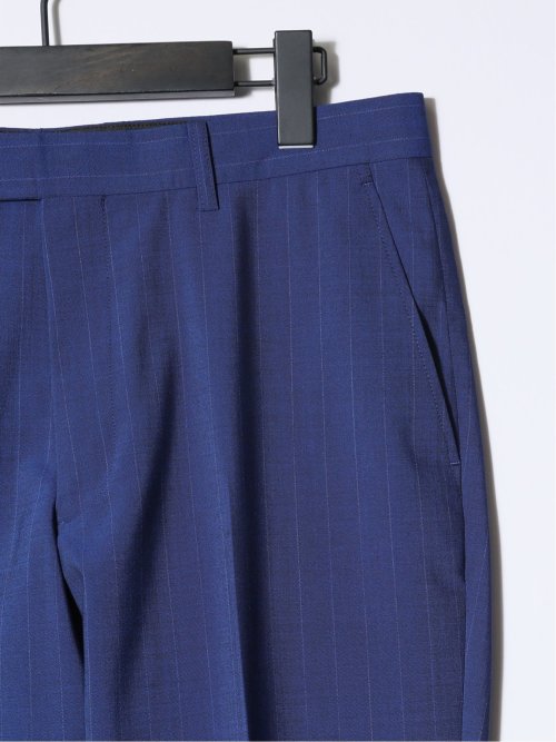 マルゾット/Marzotto ウール混 レギュラーフィット 2ボタン3ピーススーツ ストライプ青