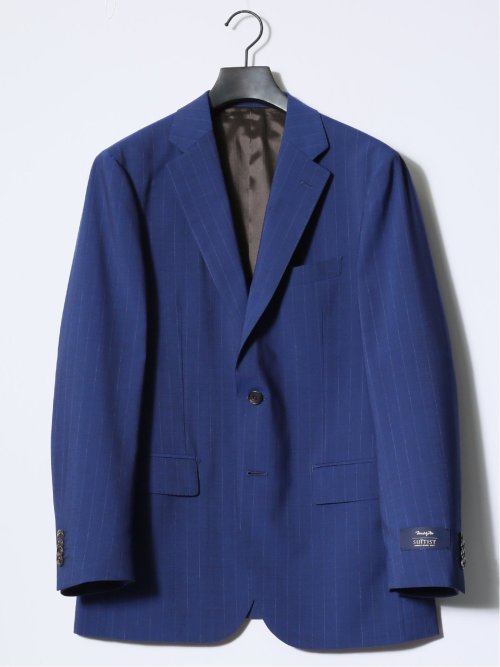 マルゾット/Marzotto ウール混 レギュラーフィット 2ボタン3ピーススーツ ストライプ青