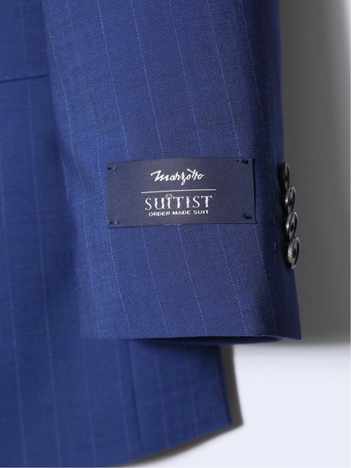 マルゾット/Marzotto ウール混 レギュラーフィット 2ボタン3ピーススーツ ストライプ青