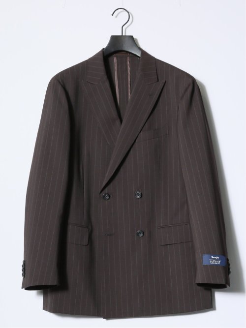 マルゾット/Marzotto ウール混 レギュラーフィット 2ボタン2ピーススーツ ストライプ茶