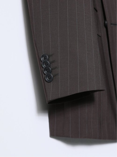 マルゾット/Marzotto ウール混 レギュラーフィット 2ボタン2ピーススーツ ストライプ茶