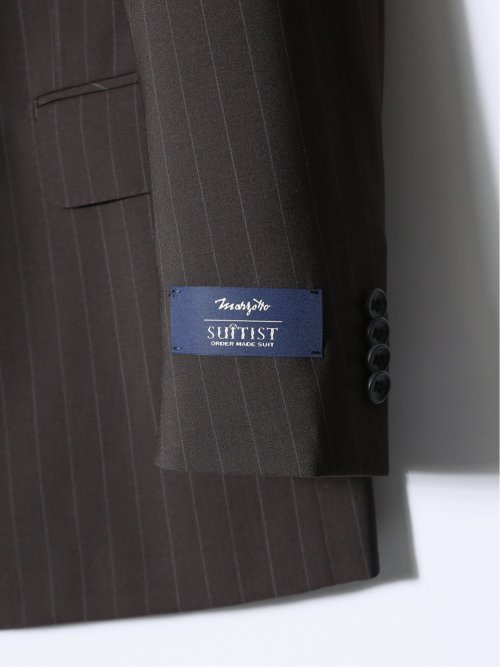 マルゾット/Marzotto ウール混 レギュラーフィット 2ボタン2ピーススーツ ストライプ茶