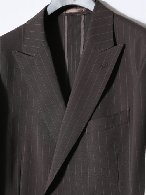 マルゾット/Marzotto ウール混 レギュラーフィット 2ボタン2ピーススーツ ストライプ茶