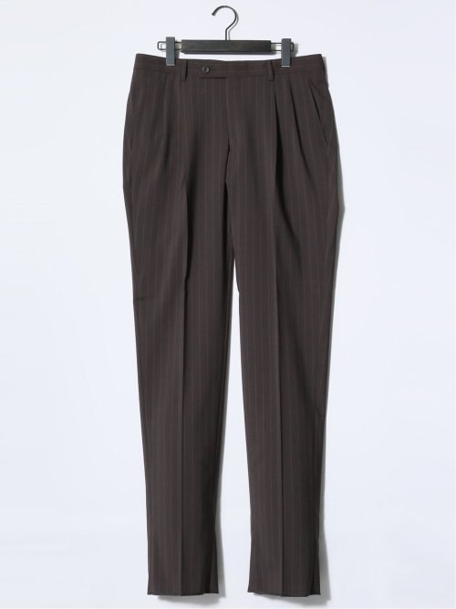 マルゾット/Marzotto ウール混 レギュラーフィット 2ボタン2ピーススーツ ストライプ茶