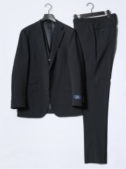 マルゾット/Marzotto ウール混 レギュラーフィット 2ボタン3ピーススーツ ストライプ黒