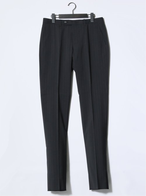 マルゾット/Marzotto ウール混 レギュラーフィット 2ボタン3ピーススーツ ストライプ黒