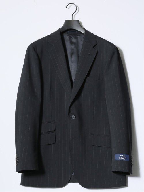 マルゾット/Marzotto ウール混 レギュラーフィット 2ボタン3ピーススーツ ストライプ黒