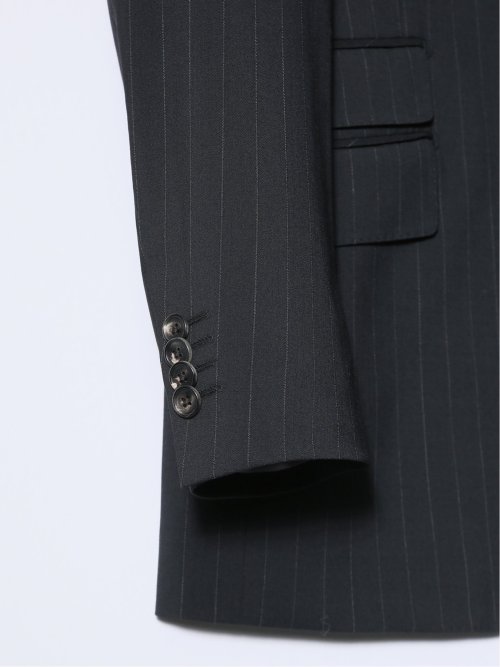 マルゾット/Marzotto ウール混 レギュラーフィット 2ボタン3ピーススーツ ストライプ黒