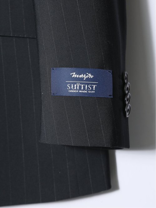 マルゾット/Marzotto ウール混 レギュラーフィット 2ボタン3ピーススーツ ストライプ黒