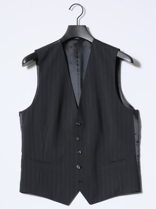 マルゾット/Marzotto ウール混 レギュラーフィット 2ボタン3ピーススーツ ストライプ黒