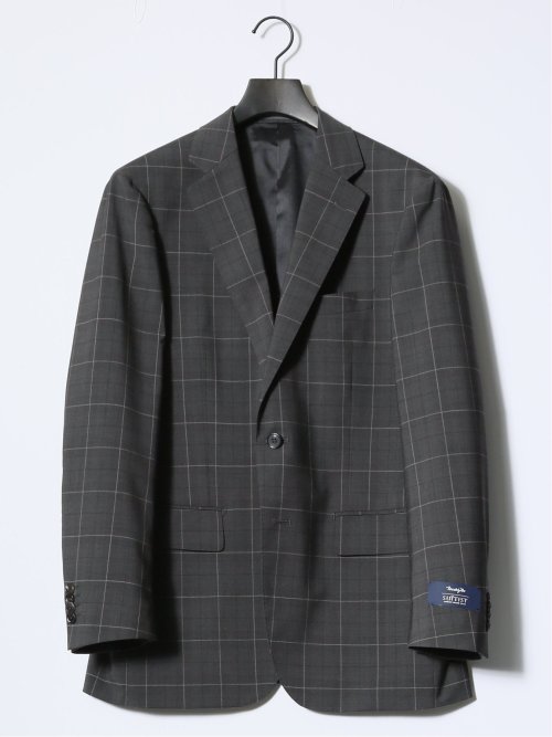 マルゾット/Marzotto ウール混 レギュラーフィット 2ボタン3ピーススーツ チェックグレー