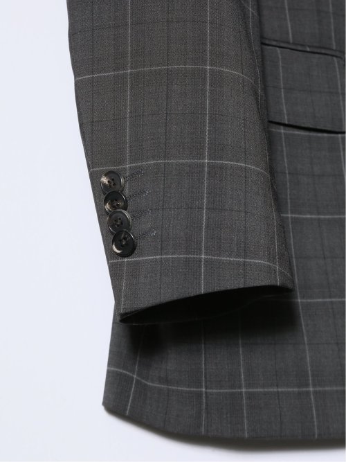 マルゾット/Marzotto ウール混 レギュラーフィット 2ボタン3ピーススーツ チェックグレー
