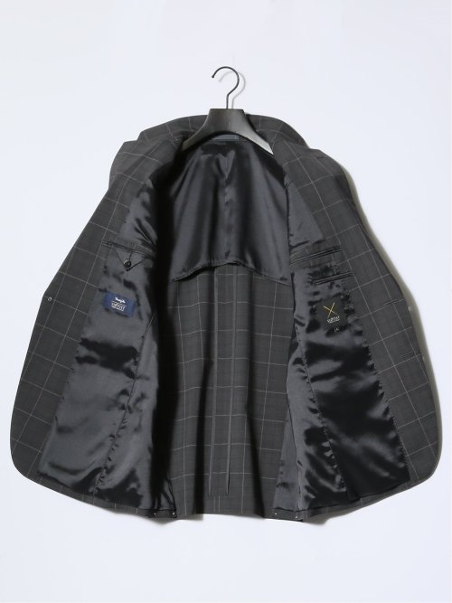 マルゾット/Marzotto ウール混 レギュラーフィット 2ボタン3ピーススーツ チェックグレー