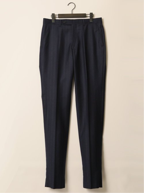 マルゾット/Marzotto ウール レギュラーフィット 2ボタン3ピーススーツ ストライプ紺