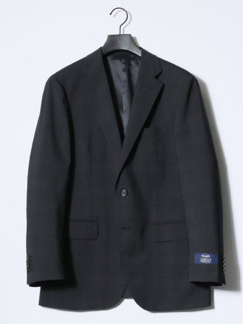 マルゾット/Marzotto ウール混 レギュラーフィット 2ボタン3ピーススーツ チェック黒