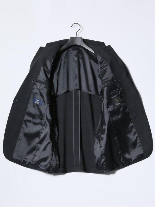 マルゾット/Marzotto ウール混 レギュラーフィット 2ボタン3ピーススーツ チェック黒