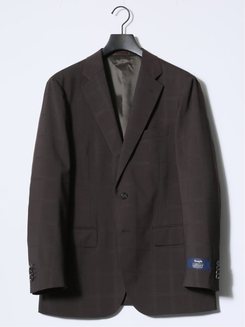 マルゾット/Marzotto ウール混 レギュラーフィット 2ボタン3ピーススーツ シャドーチェック茶